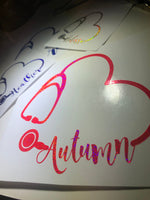 Nurse decal, personalized nurse decal, Personalized stethoscope decal, nurse decal, yeti decal, nursing decal, stethoscope decal