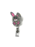 Sitting bunny badge reel — Easter badge reel — Easter nurse gifts